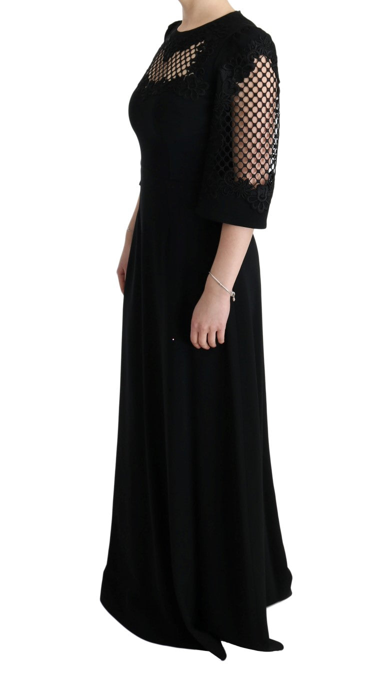 Robe longue droite extensible noire Dolce &amp; Gabbana