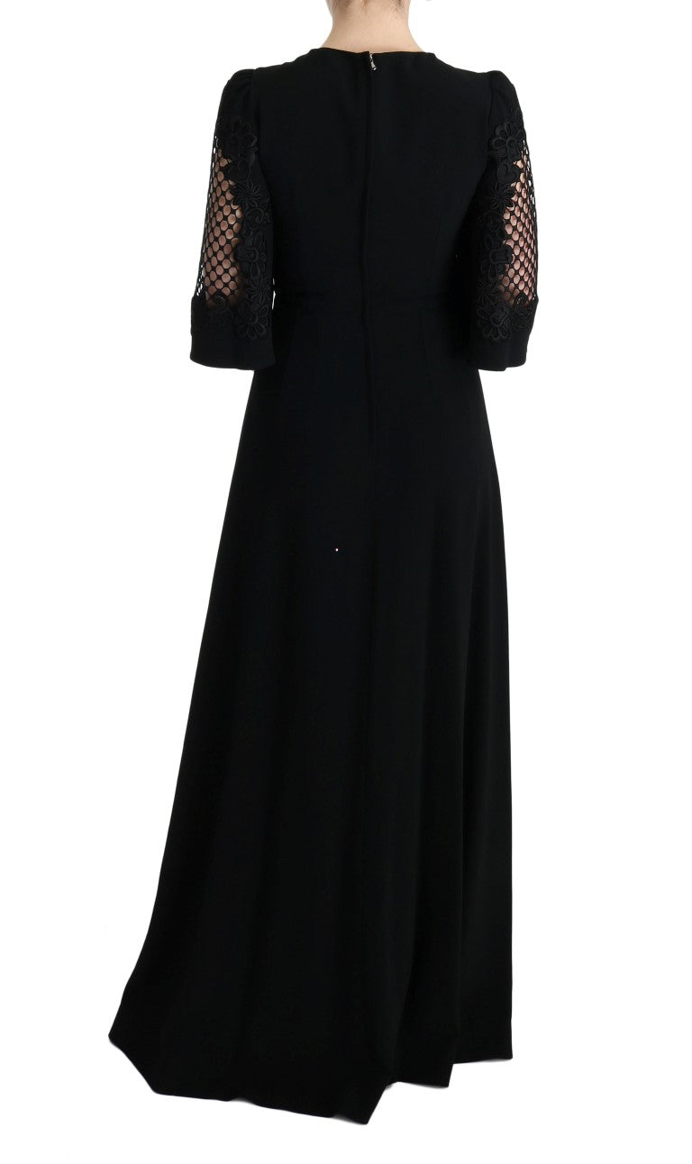 Robe longue droite extensible noire Dolce &amp; Gabbana
