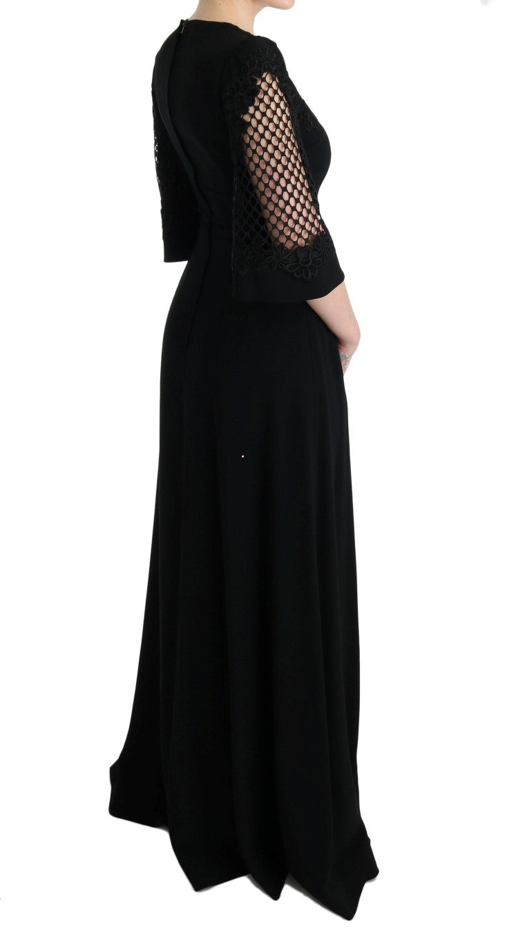 Robe longue droite extensible noire Dolce &amp; Gabbana