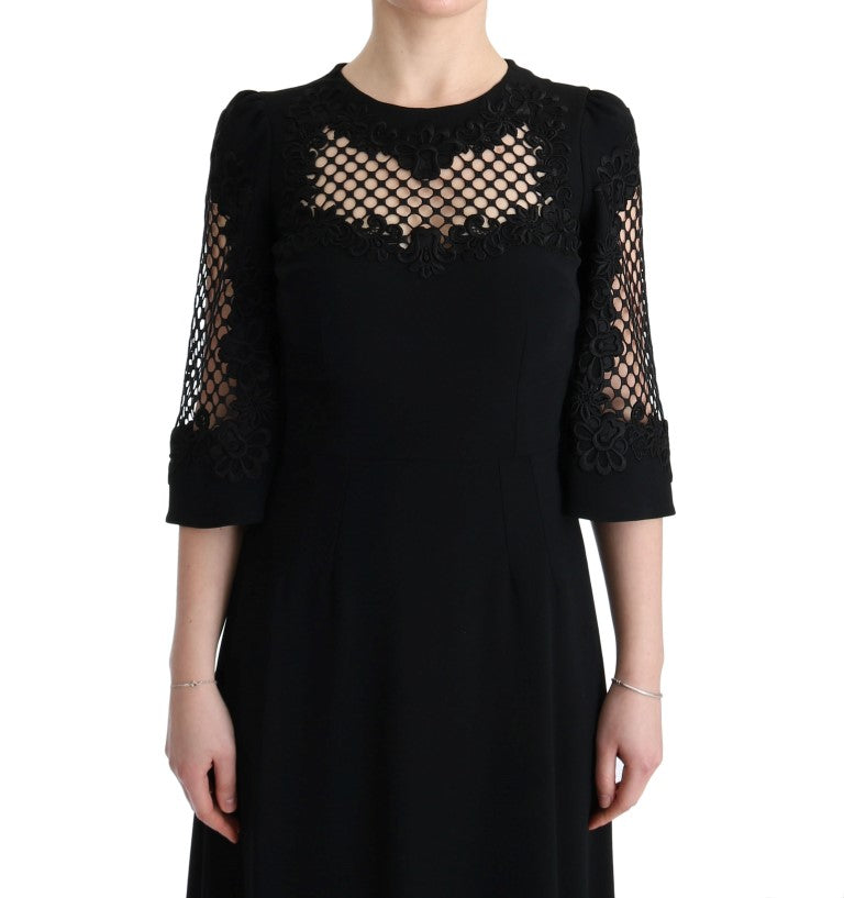 Robe longue droite extensible noire Dolce &amp; Gabbana