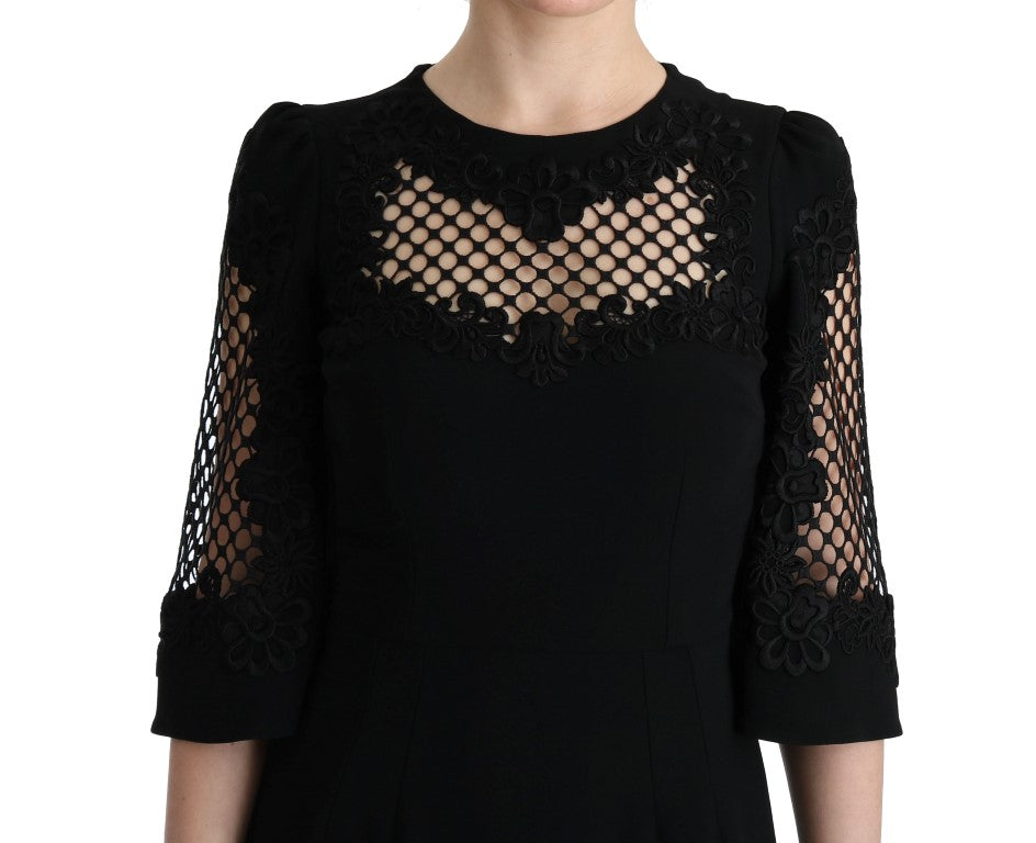 Robe longue droite extensible noire Dolce &amp; Gabbana