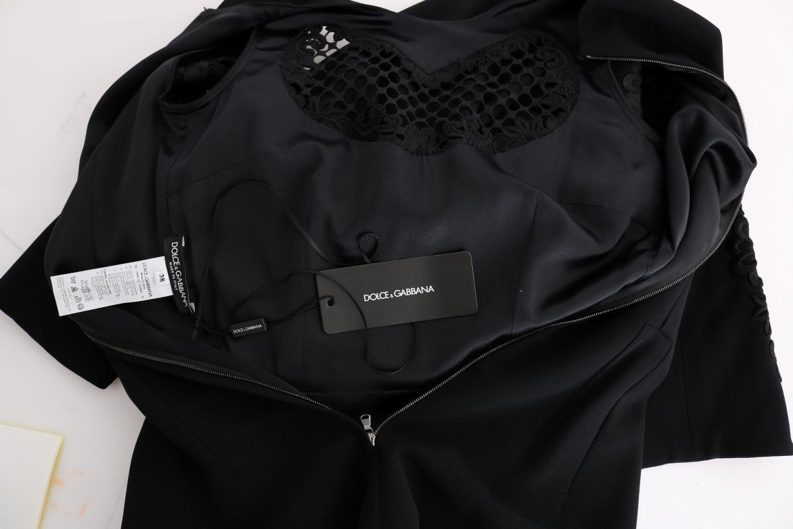 Robe longue droite extensible noire Dolce &amp; Gabbana