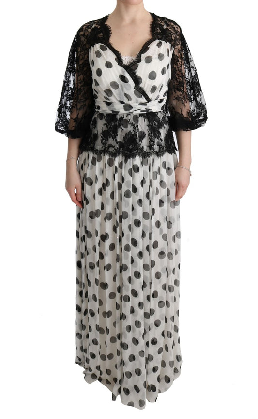 Robe fleurie à pois noirs et blancs Dolce &amp; Gabbana