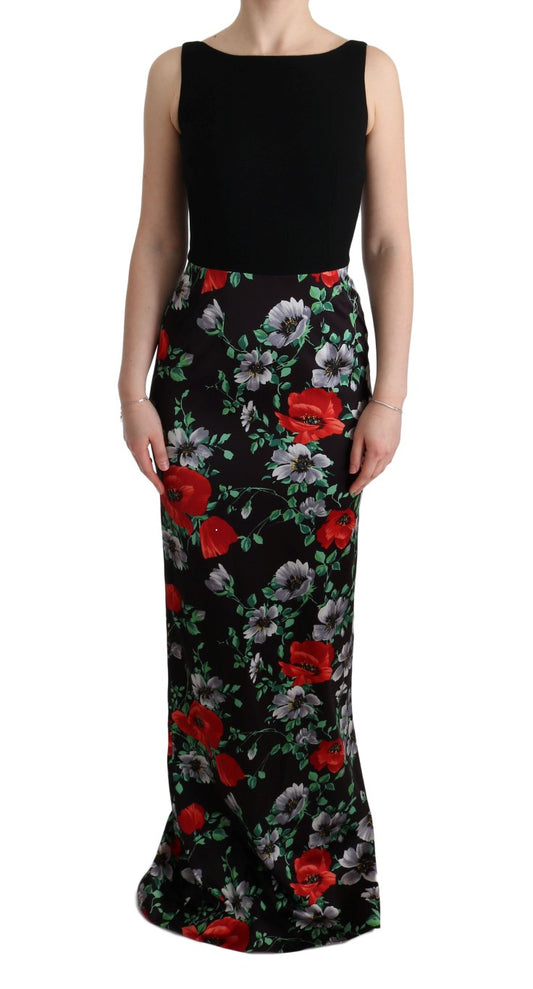 Robe fourreau longue extensible à imprimé floral multicolore Dolce &amp; Gabbana