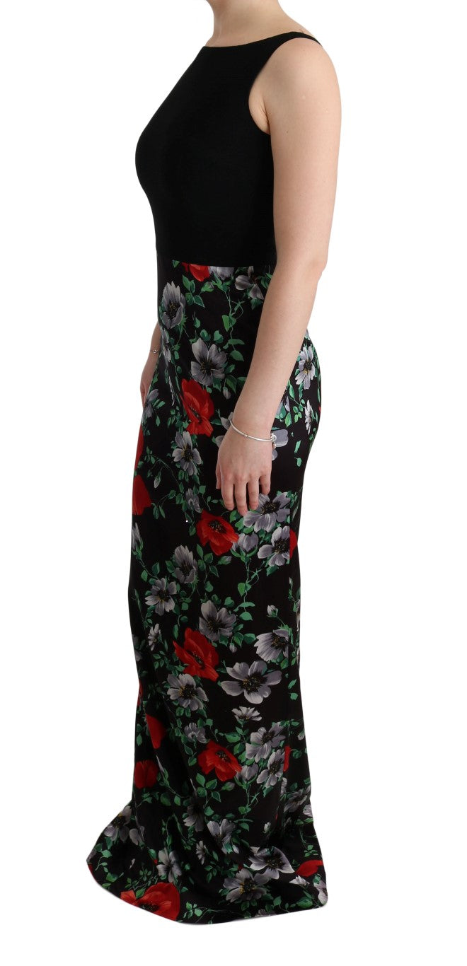 Robe fourreau longue extensible à imprimé floral multicolore Dolce &amp; Gabbana