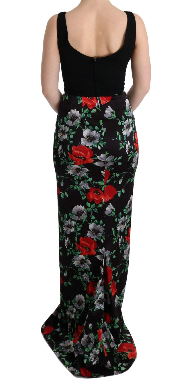 Robe fourreau longue extensible à imprimé floral multicolore Dolce &amp; Gabbana