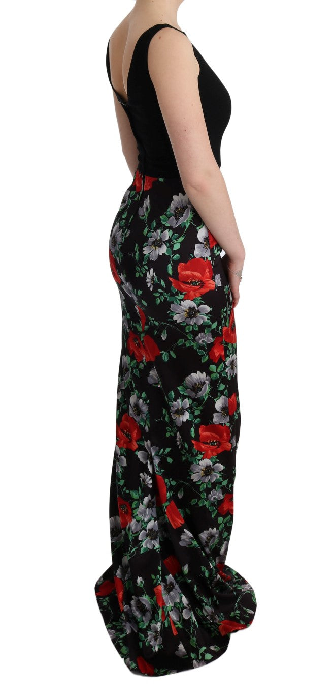 Robe fourreau longue extensible à imprimé floral multicolore Dolce &amp; Gabbana