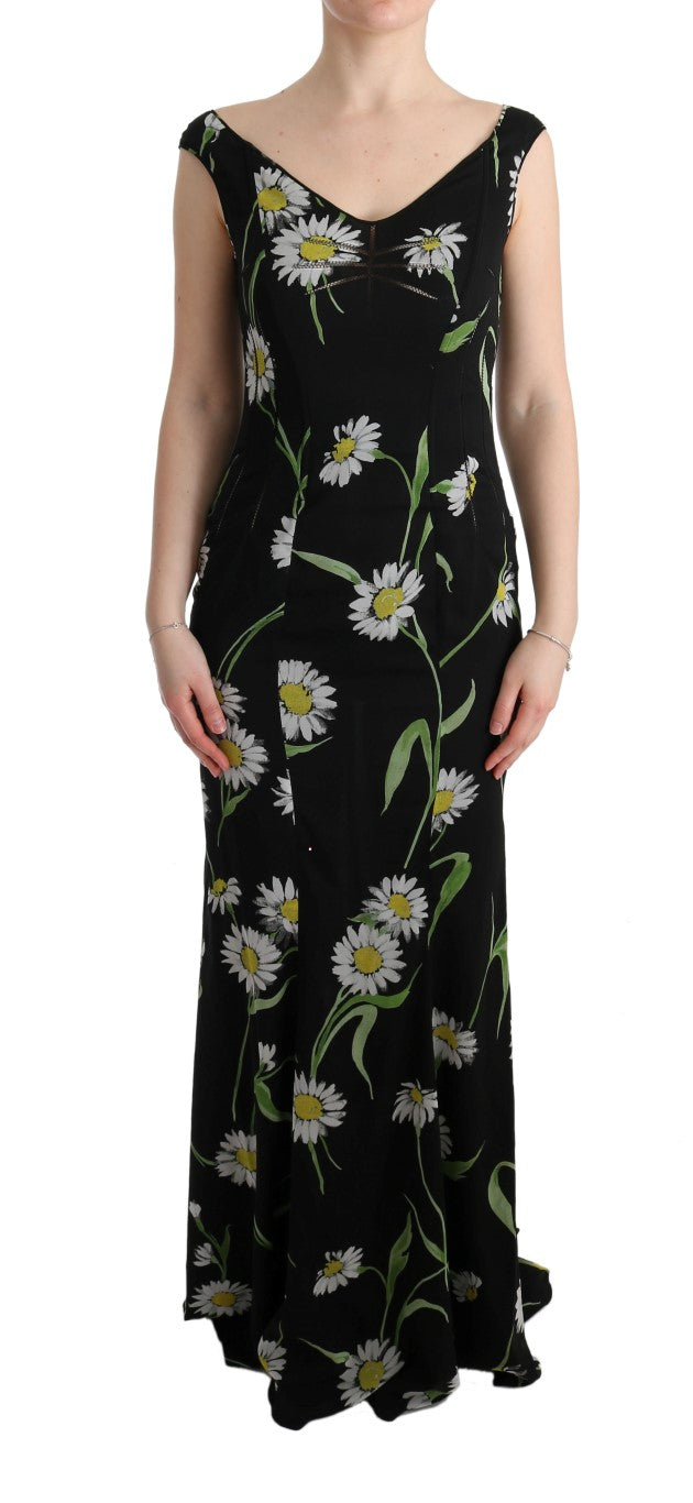 Dolce &amp; Gabbana Etuikleid aus Stretch-Seide mit Sonnenblumenmuster