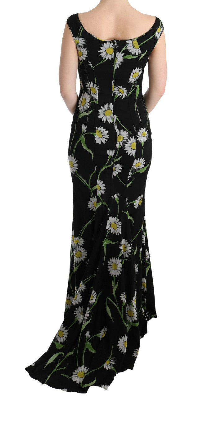 Dolce &amp; Gabbana Etuikleid aus Stretch-Seide mit Sonnenblumenmuster