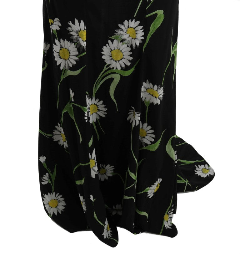 Dolce &amp; Gabbana Etuikleid aus Stretch-Seide mit Sonnenblumenmuster