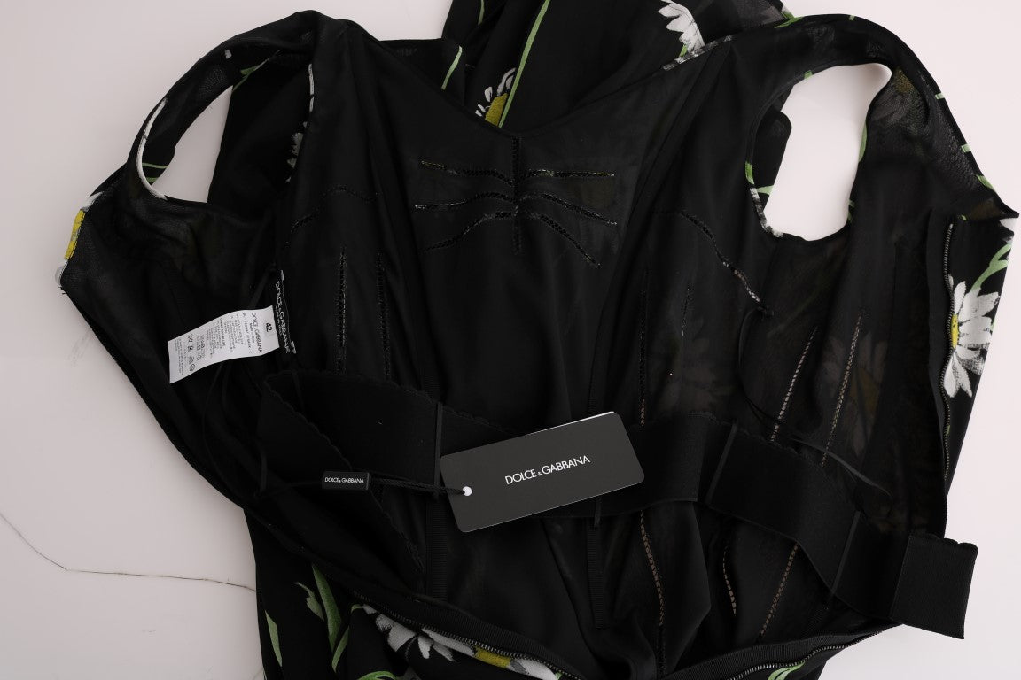 Dolce &amp; Gabbana Etuikleid aus Stretch-Seide mit Sonnenblumenmuster