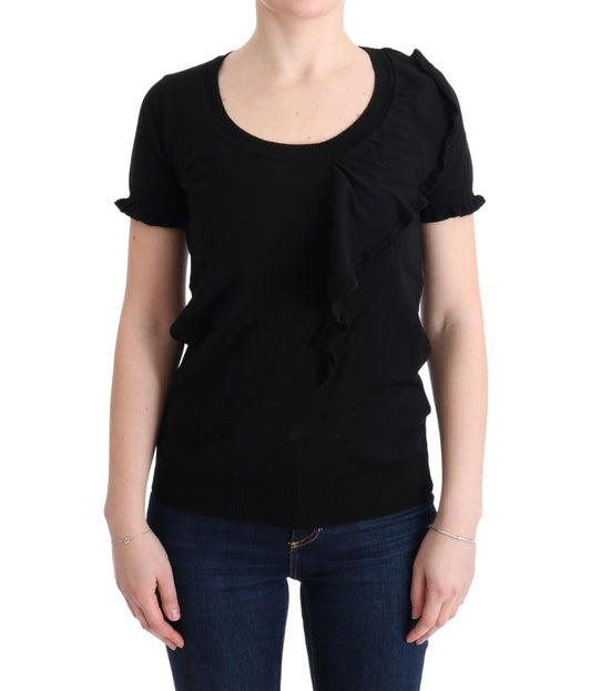 T-shirt chemisier MARGHI LO' noir 100 % laine