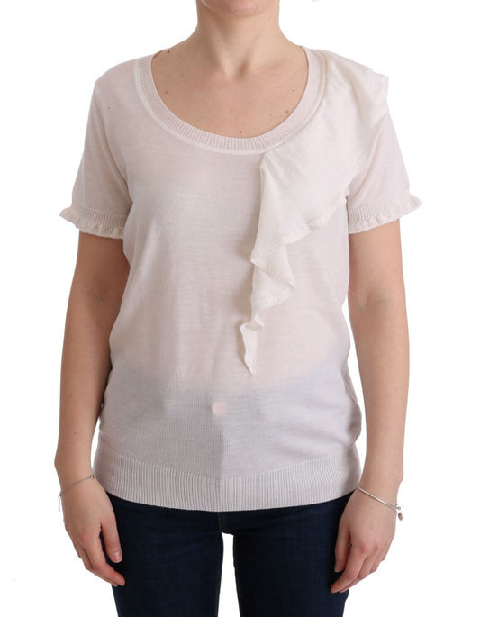T-shirt chemisier blanc MARGHI LO' 100 % laine