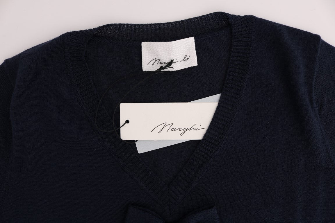 MARGHI LO' Haut chemisier bleu 100% laine