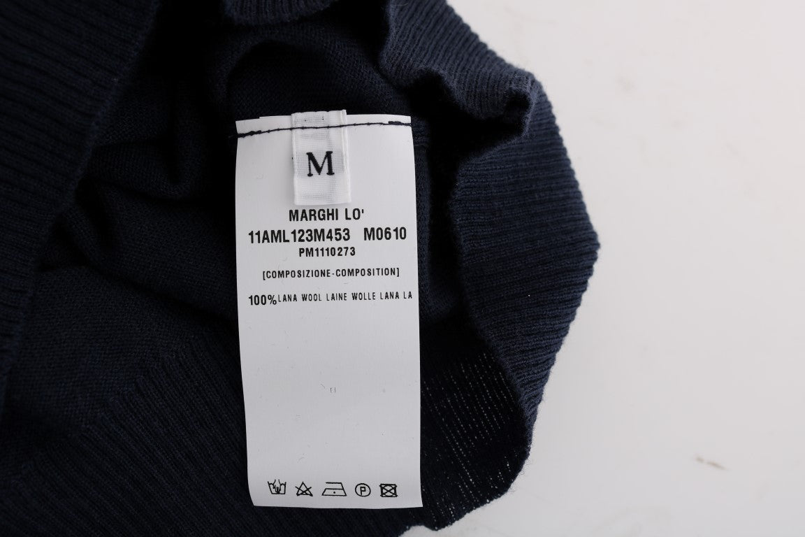 MARGHI LO' Haut chemisier bleu 100% laine