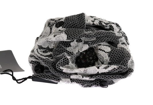 Pince à cheveux Dolce &amp; Gabbana en dentelle florale noire et blanche avec cristaux