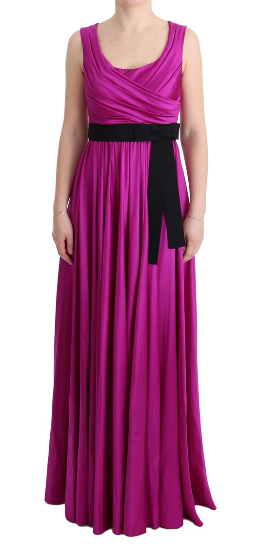 Robe longue droite en soie stretch rose Dolce &amp; Gabbana