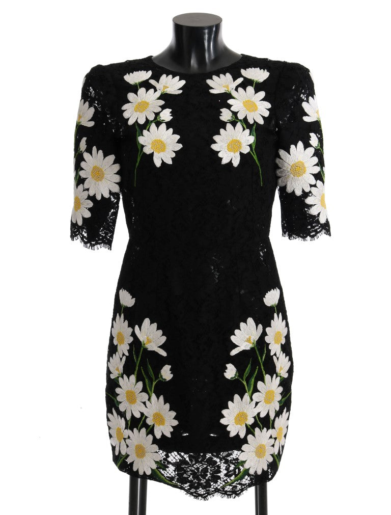 Robe Sicile en dentelle florale noire à motif camomille Dolce &amp; Gabbana