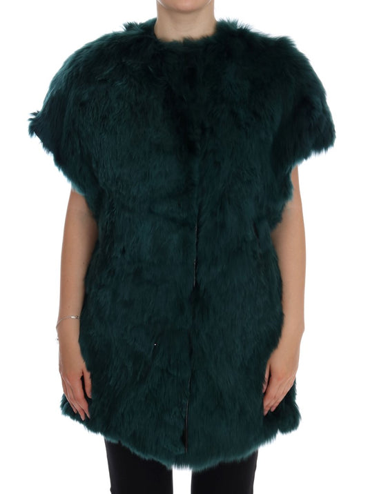 Veste sans manches en fourrure d'alpaga verte Dolce &amp; Gabbana