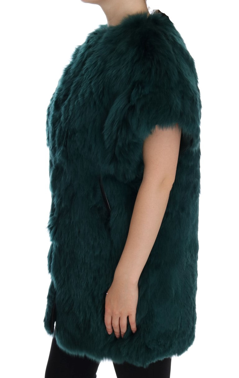 Veste sans manches en fourrure d'alpaga verte Dolce &amp; Gabbana