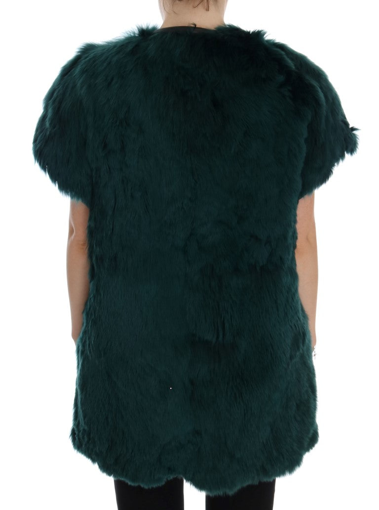 Veste sans manches en fourrure d'alpaga verte Dolce &amp; Gabbana