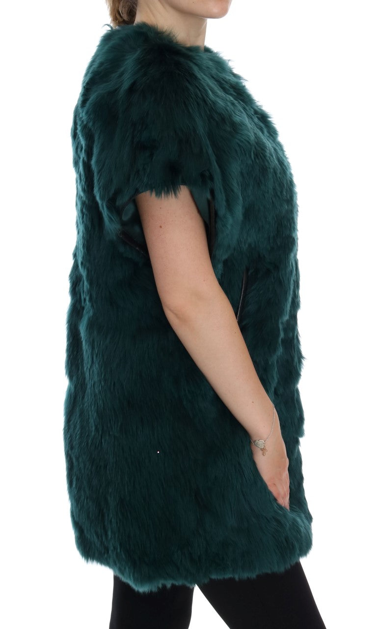 Veste sans manches en fourrure d'alpaga verte Dolce &amp; Gabbana