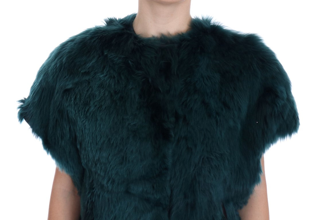 Veste sans manches en fourrure d'alpaga verte Dolce &amp; Gabbana