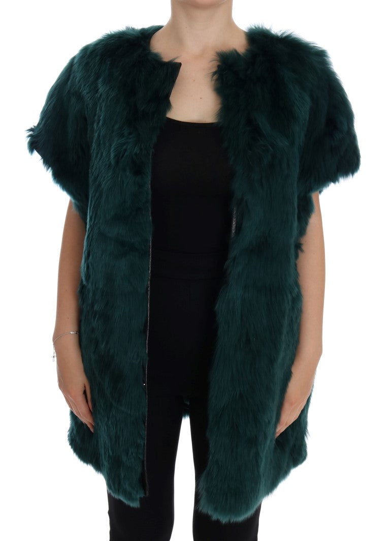 Veste sans manches en fourrure d'alpaga verte Dolce &amp; Gabbana