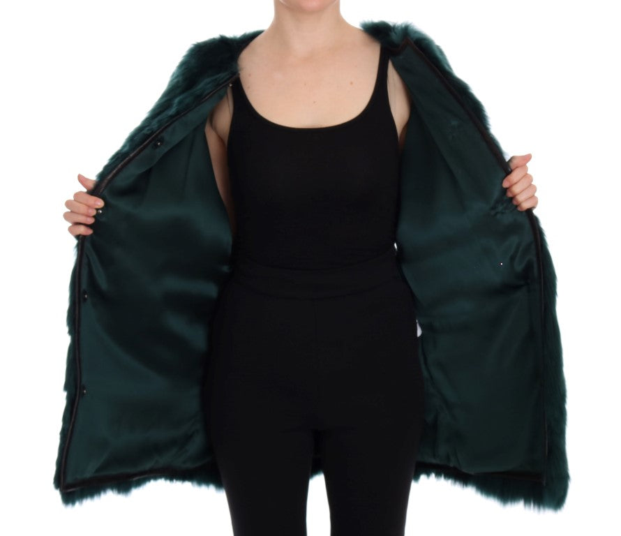 Veste sans manches en fourrure d'alpaga verte Dolce &amp; Gabbana
