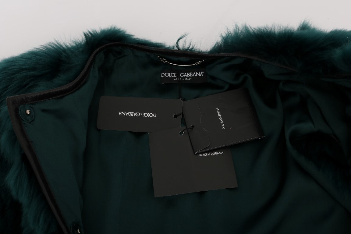 Veste sans manches en fourrure d'alpaga verte Dolce &amp; Gabbana