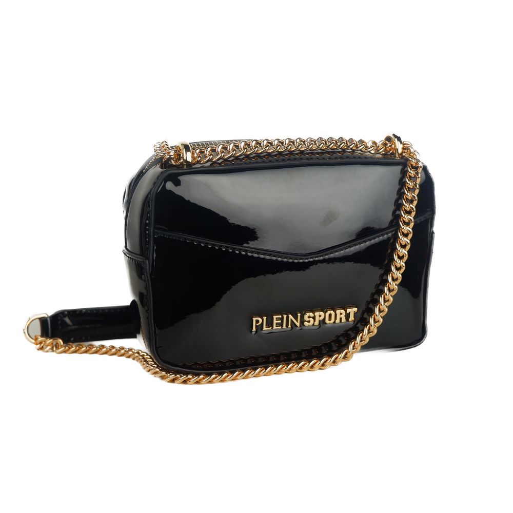 Sac à bandoulière élégant Plein Sport noir avec chaîne