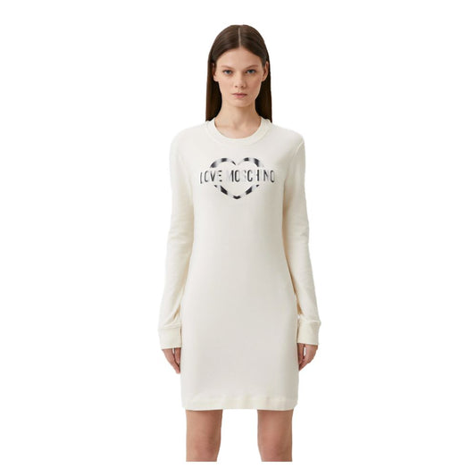 Robe chic en coton mélangé blanc Love Moschino avec logo