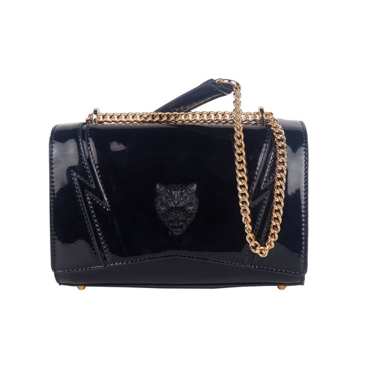 Plein Sport Chic Schultertasche mit Ketten-Effekt in Lackoptik