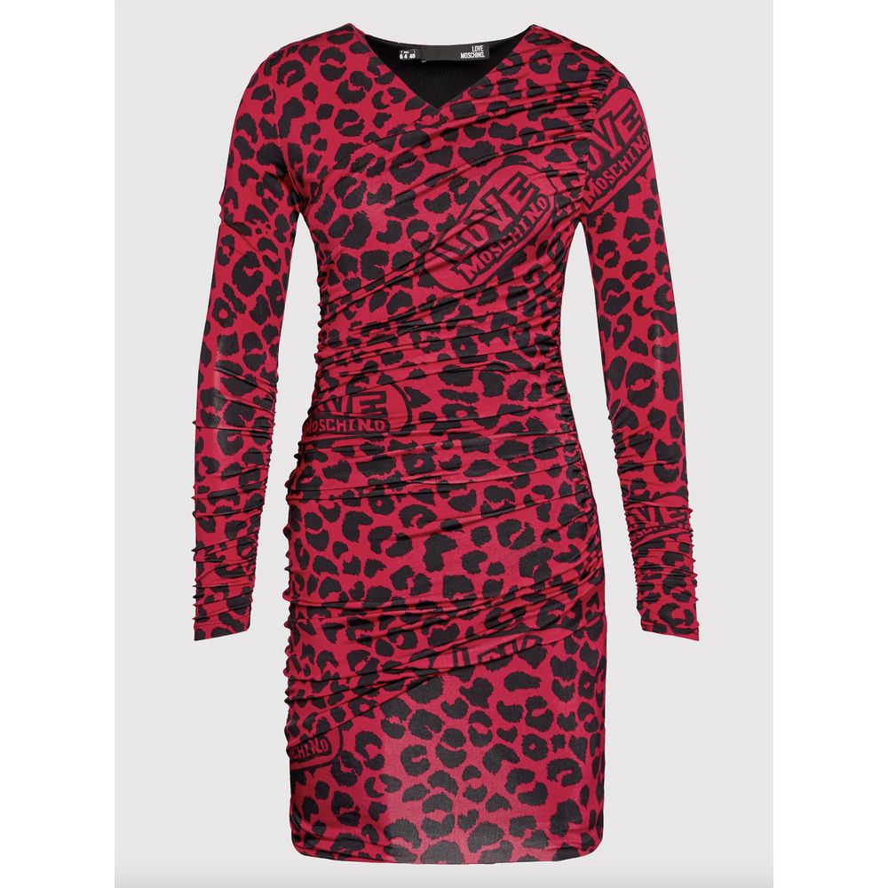Robe texturée léopard chic Love Moschino en rose et noir