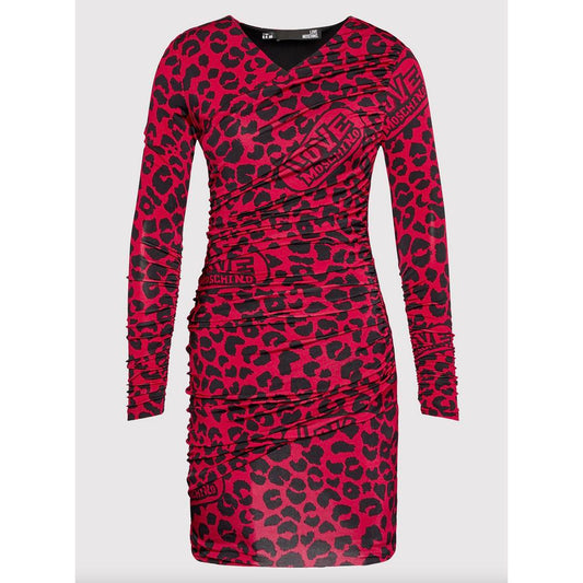 Robe texturée léopard chic Love Moschino en rose et noir