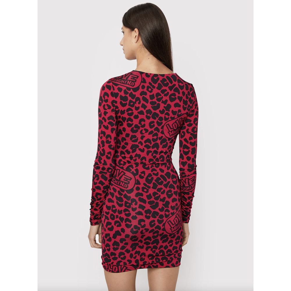 Robe texturée léopard chic Love Moschino en rose et noir