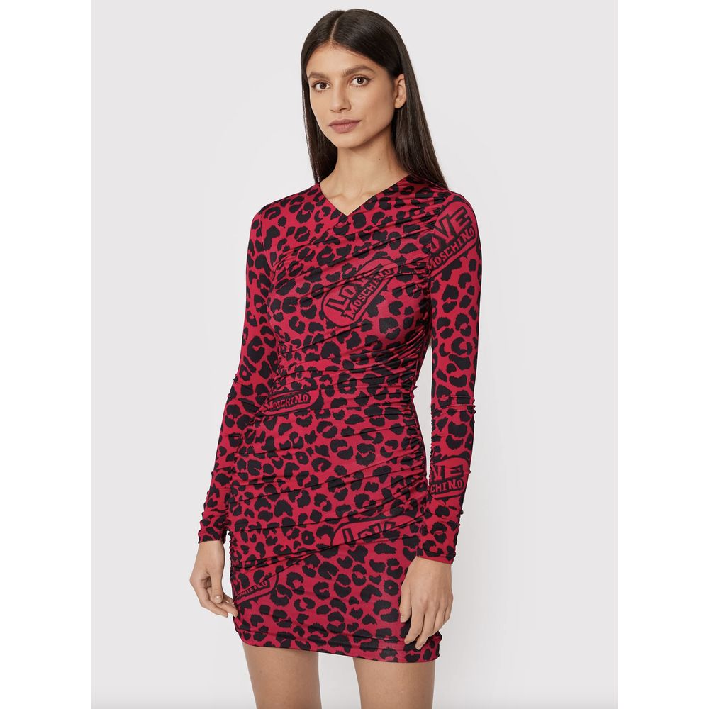 Robe texturée léopard chic Love Moschino en rose et noir