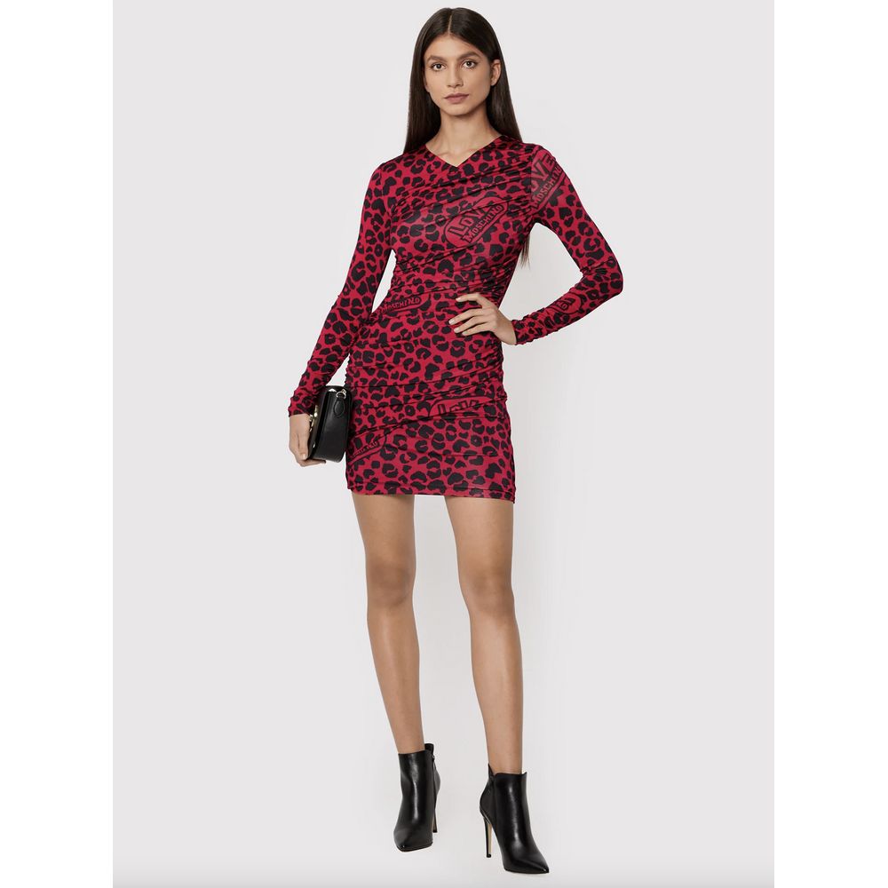 Robe texturée léopard chic Love Moschino en rose et noir