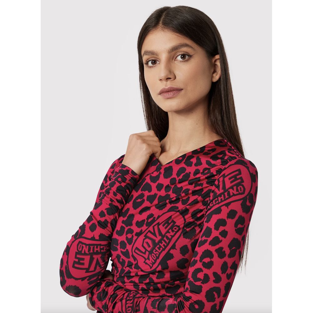 Robe texturée léopard chic Love Moschino en rose et noir