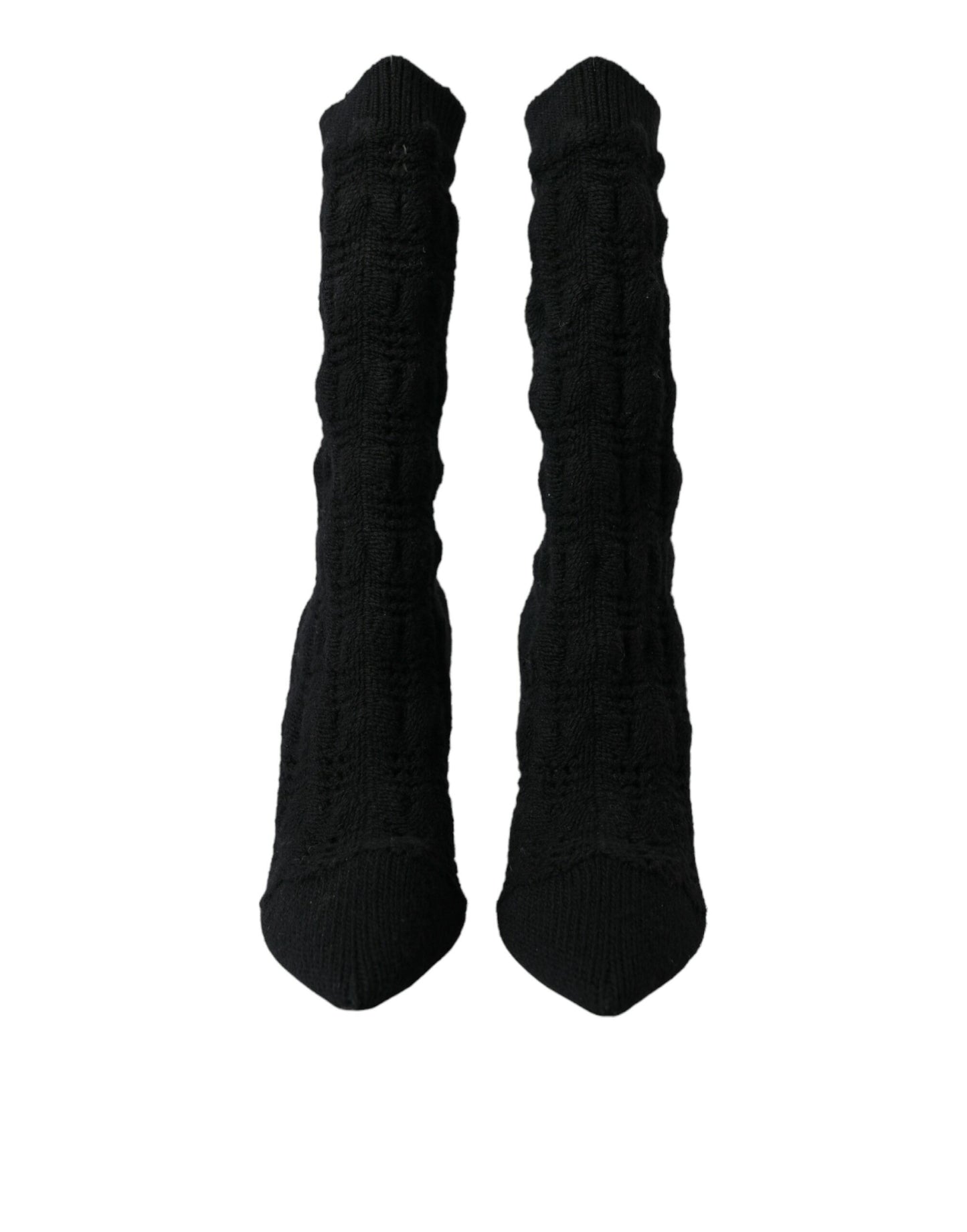 Bottes mi-mollet noires à talons aiguilles Dolce &amp; Gabbana