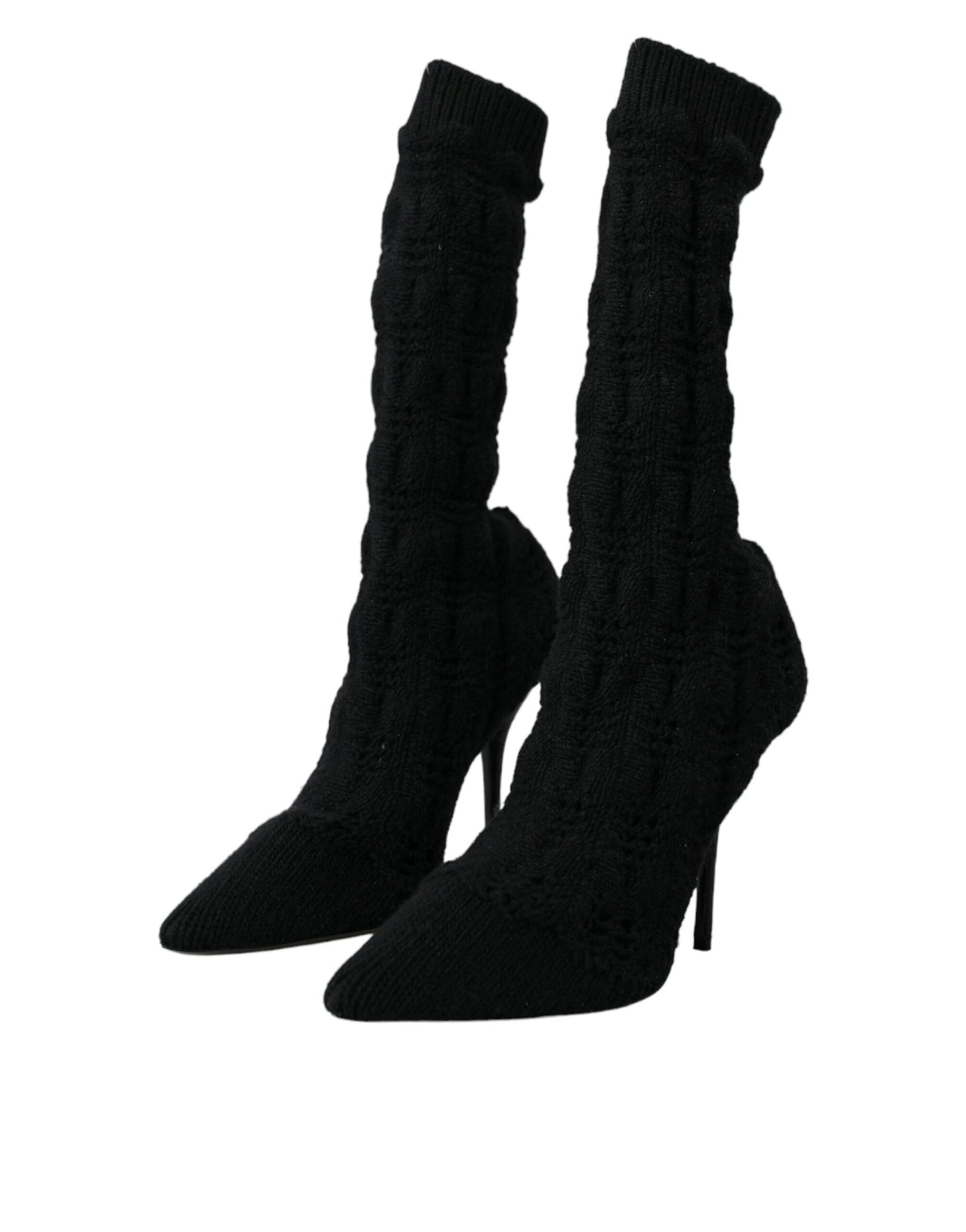 Bottes mi-mollet noires à talons aiguilles Dolce &amp; Gabbana
