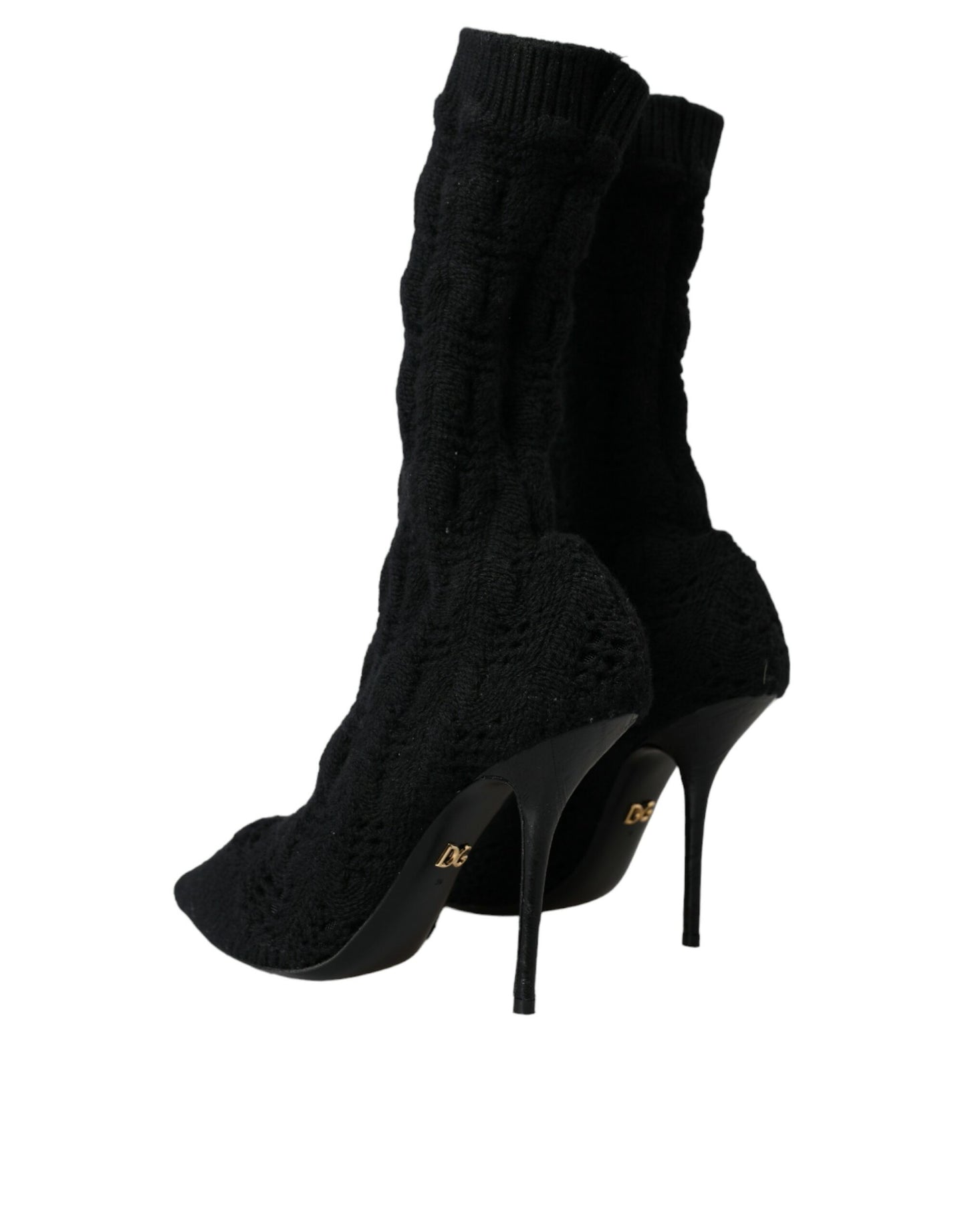 Bottes mi-mollet noires à talons aiguilles Dolce &amp; Gabbana
