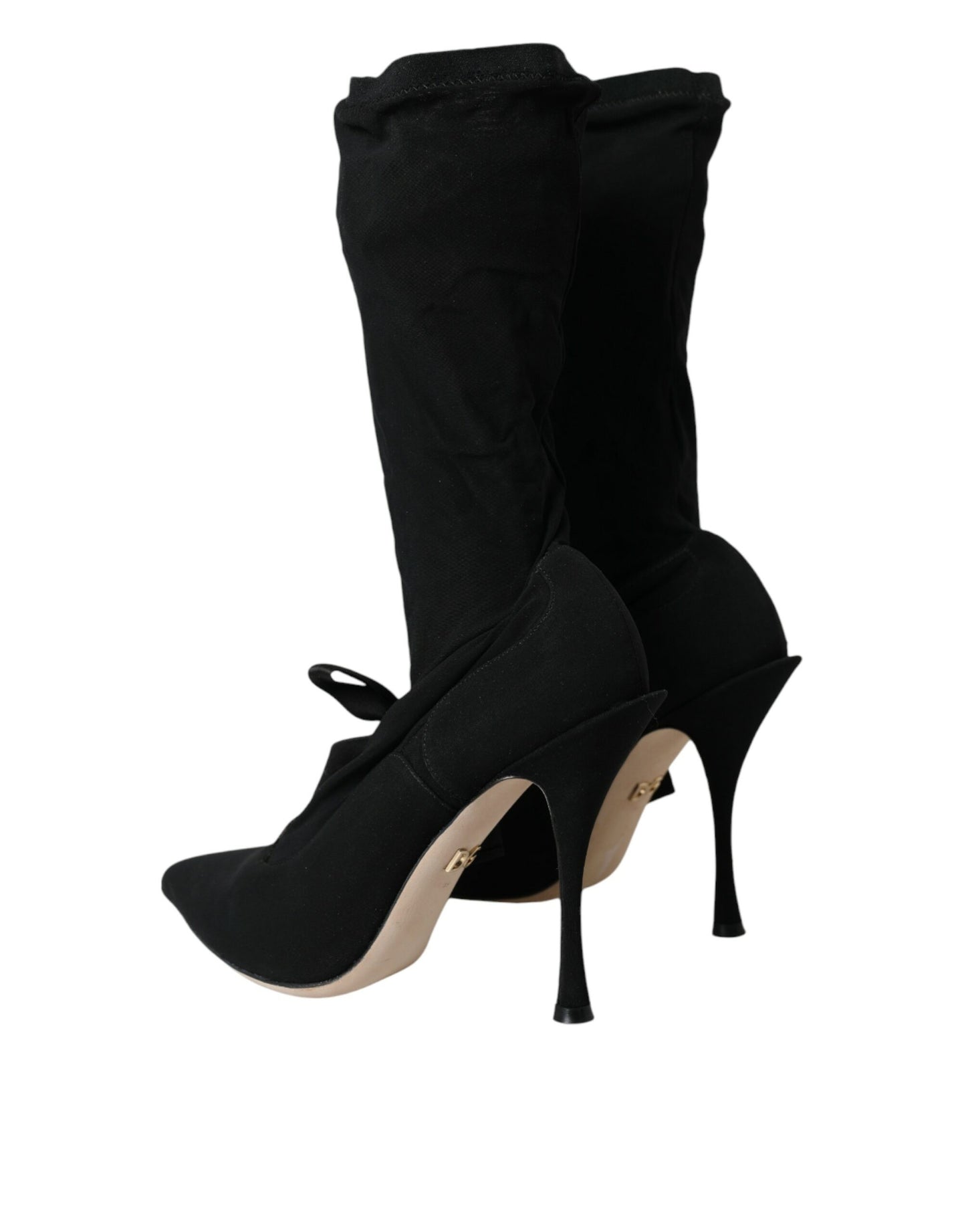 Bottes mi-mollet noires à talons aiguilles Dolce &amp; Gabbana