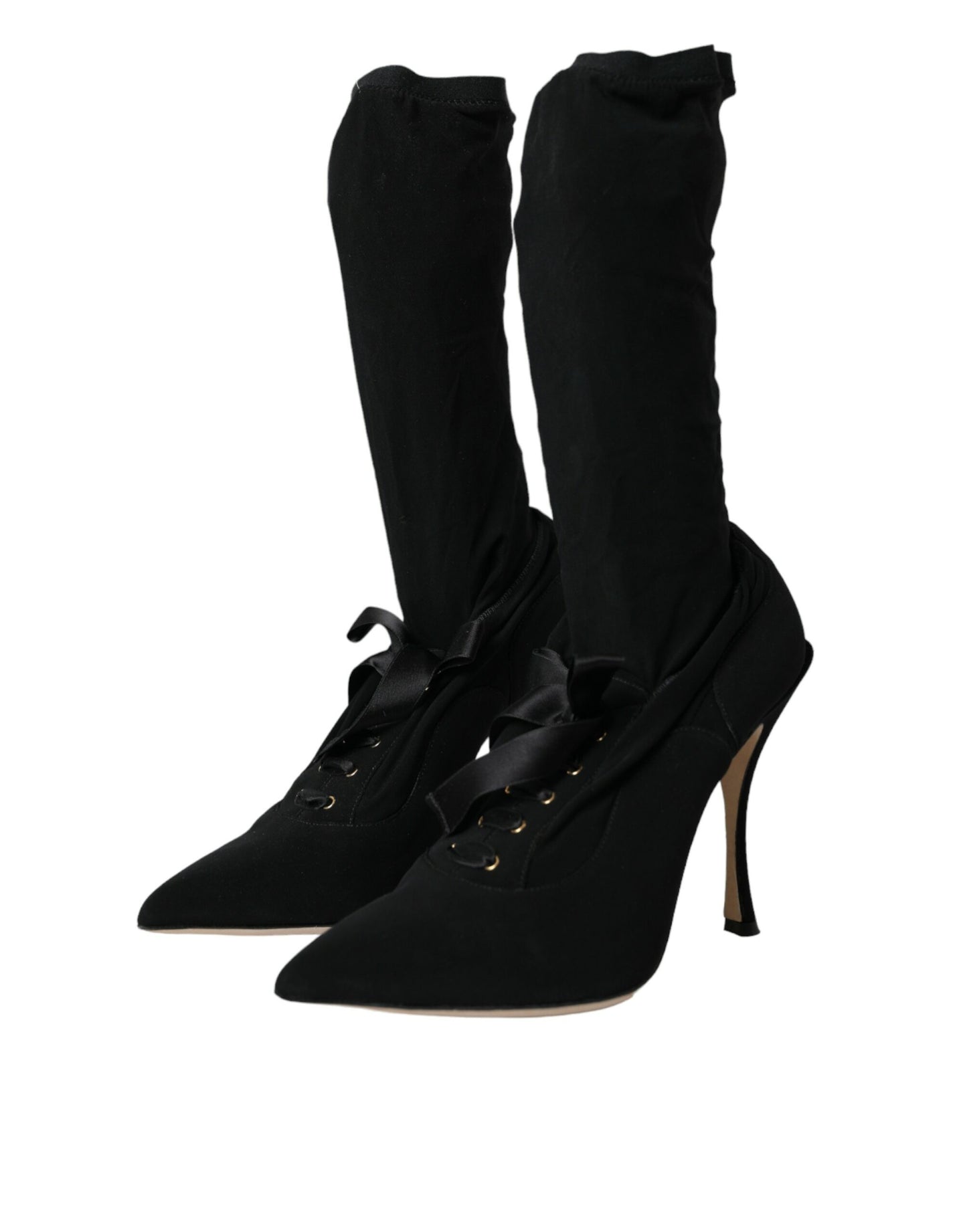 Bottes mi-mollet noires à talons aiguilles Dolce &amp; Gabbana