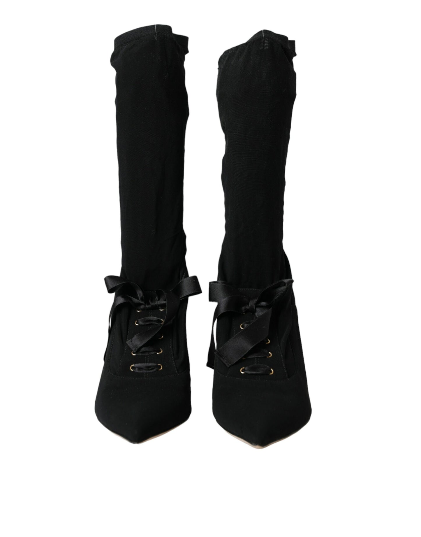Bottes mi-mollet noires à talons aiguilles Dolce &amp; Gabbana