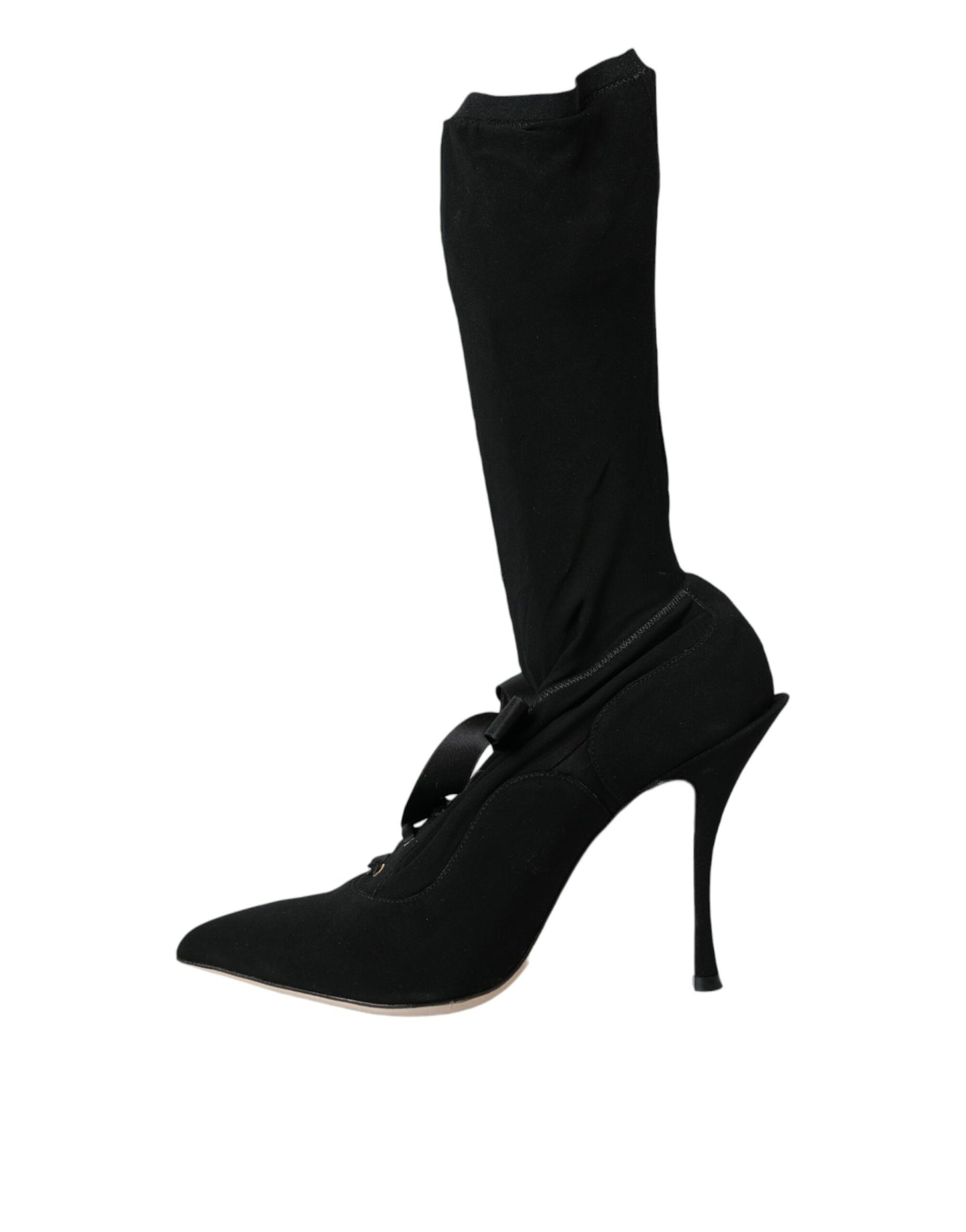 Bottes mi-mollet noires à talons aiguilles Dolce &amp; Gabbana