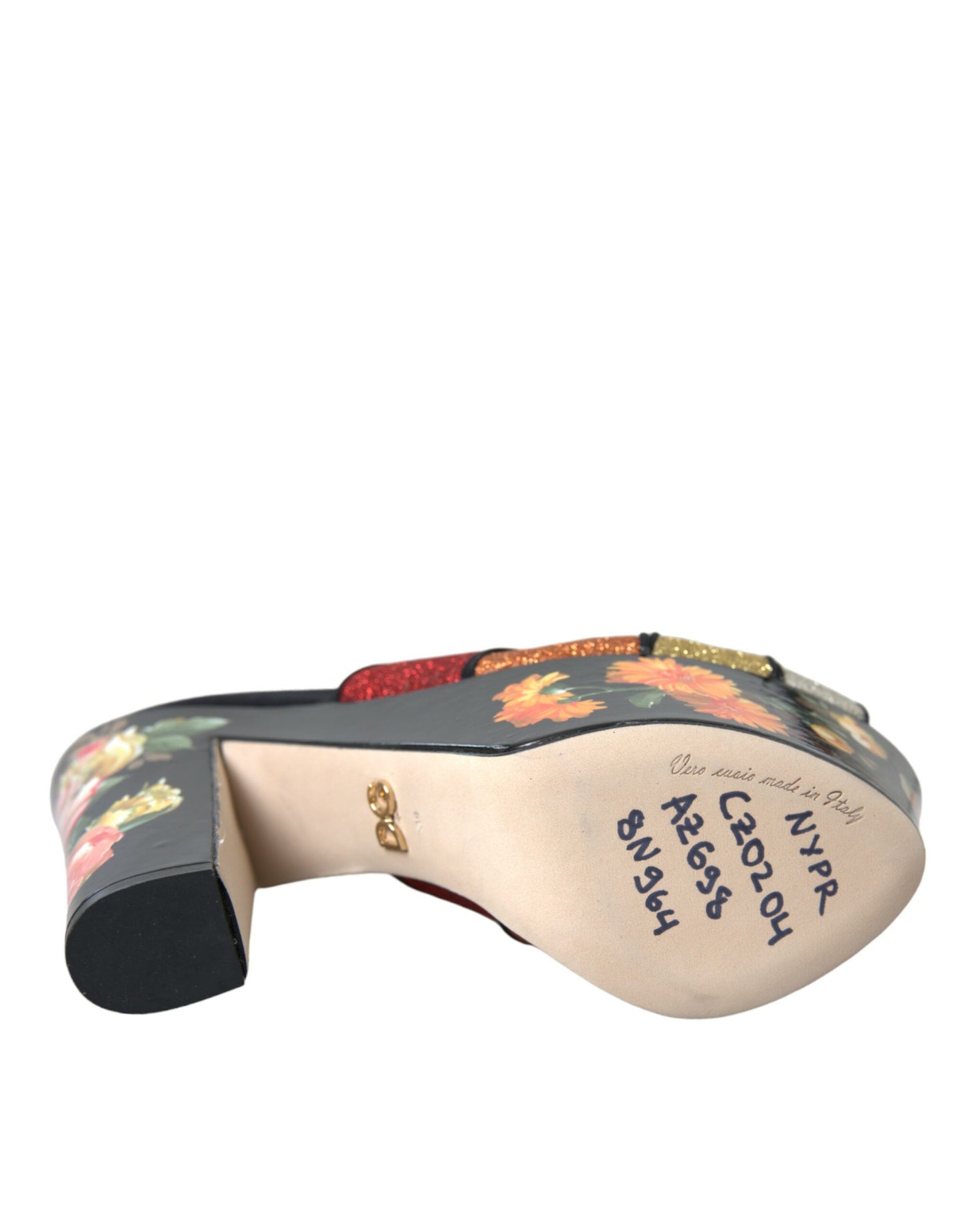 Sandales à plateforme en cristal floral multicolore Dolce &amp; Gabbana