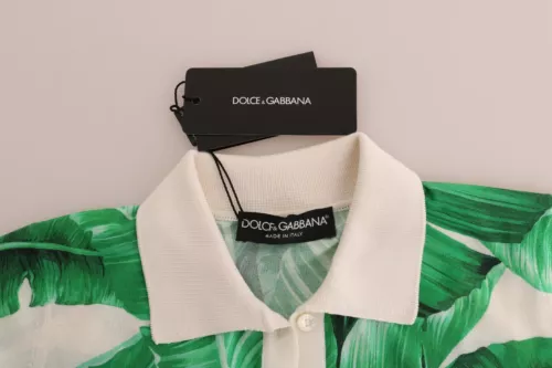 Polo en soie imprimé banane verte Dolce &amp; Gabbana