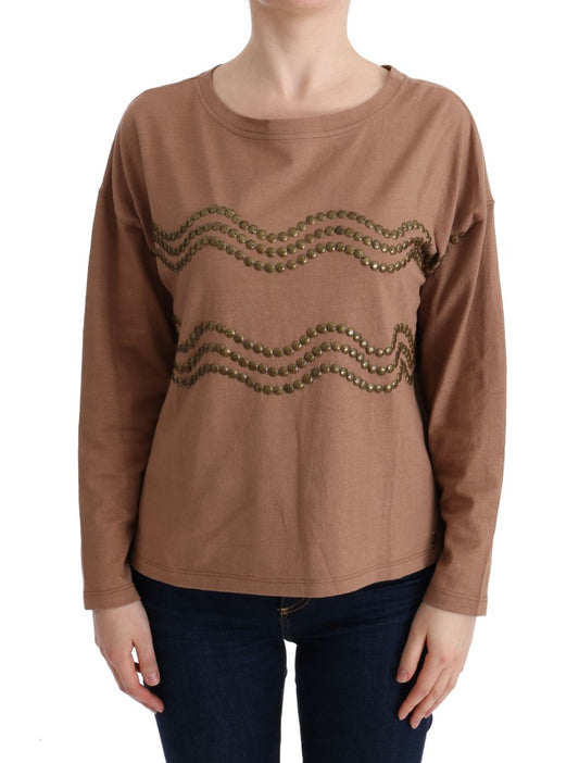 Pull clouté en coton marron John Galliano