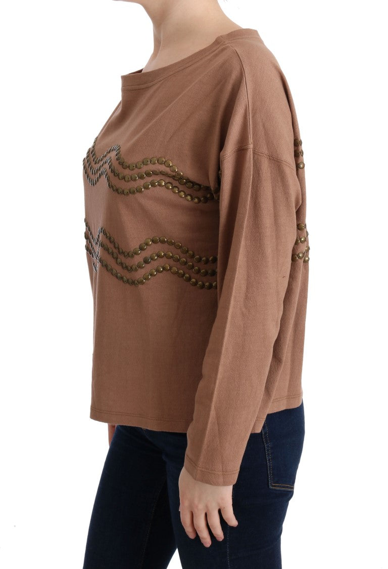 Pull clouté en coton marron John Galliano